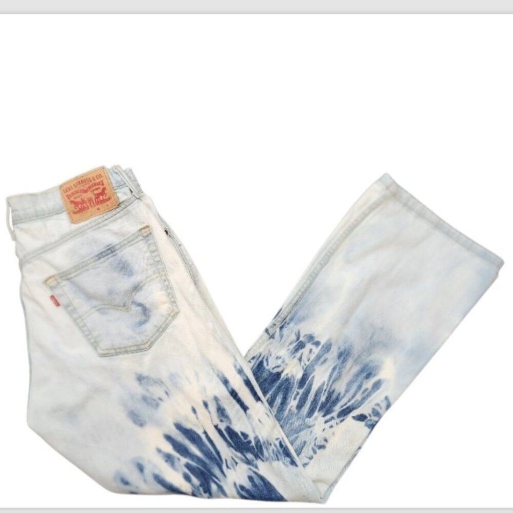 Levis 527 Bleached Tie- Dye Bootcut Jeans Denim